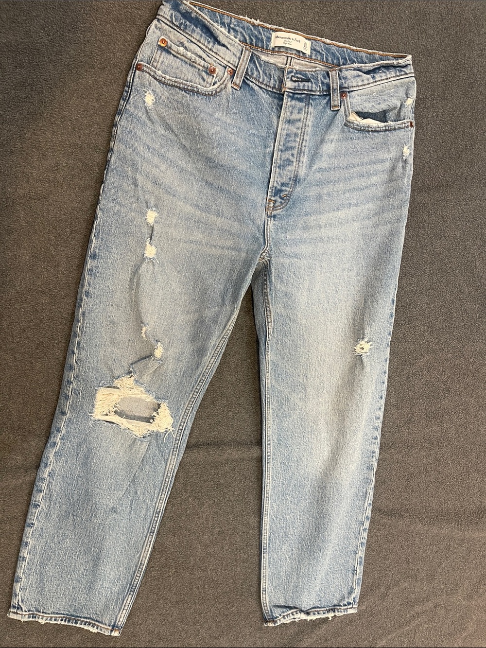 Abercrombie & Fitch Light Blue Distressed Boyfriend Jeans